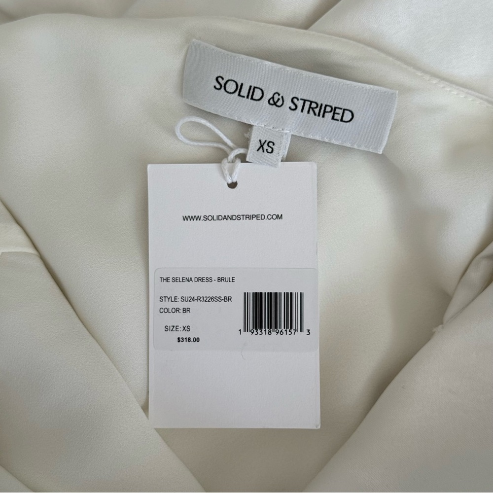 Solid & Striped X The Selena Satin Dress with Beaded Pearls Straps. Retail: $318 - Picture 5 of 15